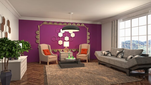 Illustration of the living room interior