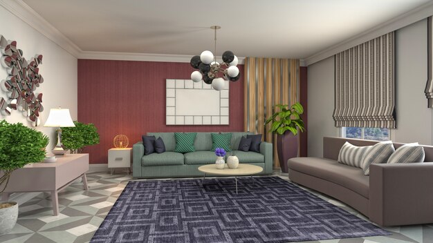 Illustration of the living room interior