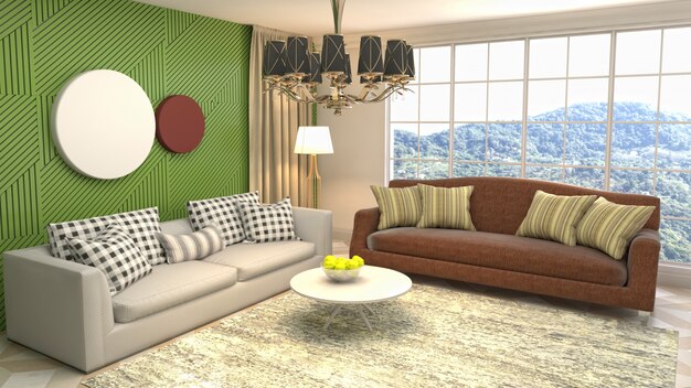 Illustration of the living room interior