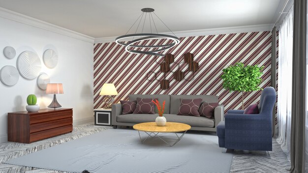 Illustration of the living room interior