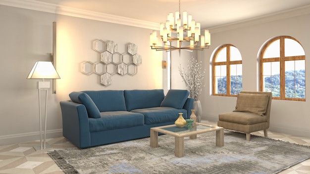 Illustration of the living room interior