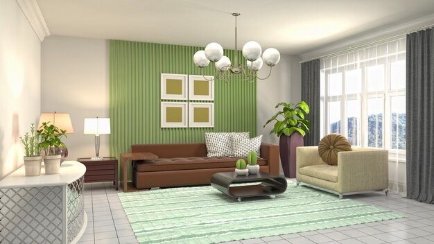 Illustration of the living room interior