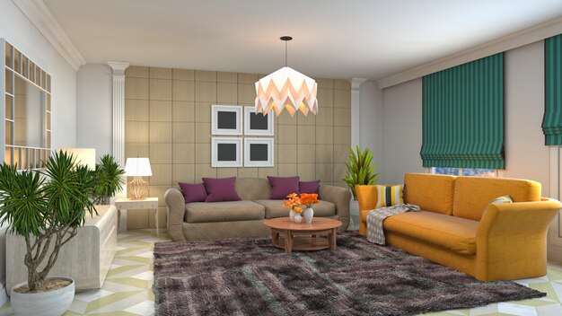 Illustration of the living room interior