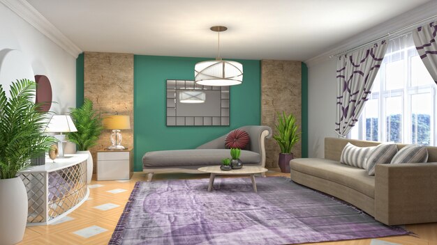 Illustration of the living room interior