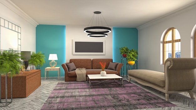 Illustration of the living room interior