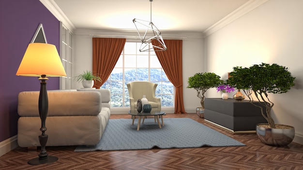 Illustration of the living room interior