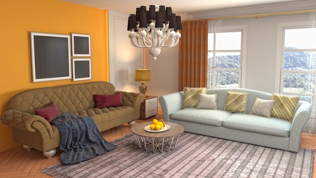 Illustration of the living room interior