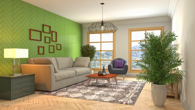 Illustration of the living room interior