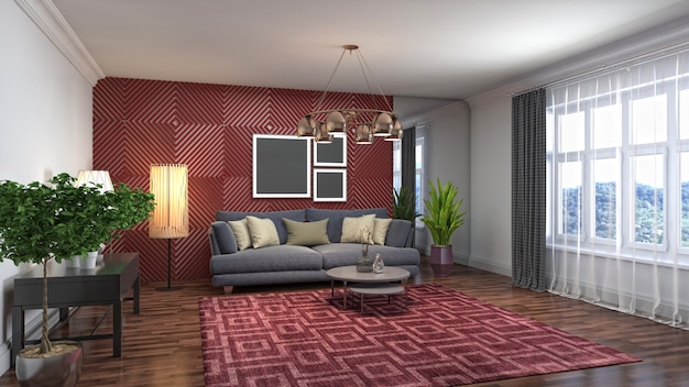 Illustration of the living room interior