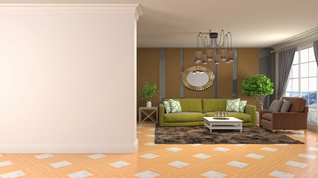 Illustration of the living room interior