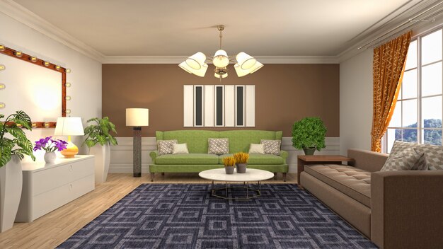 Illustration of the living room interior