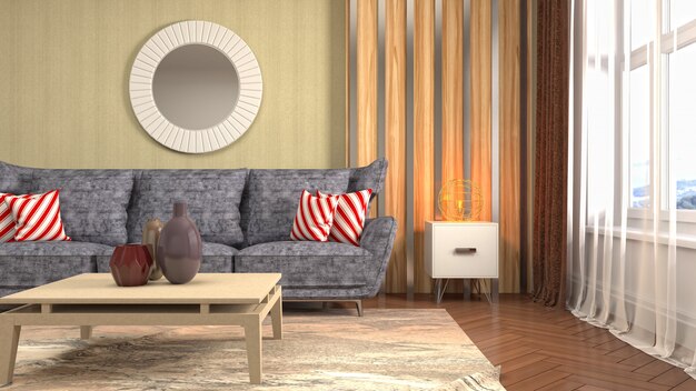 Illustration of the living room interior