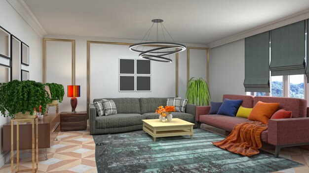 Illustration of the living room interior