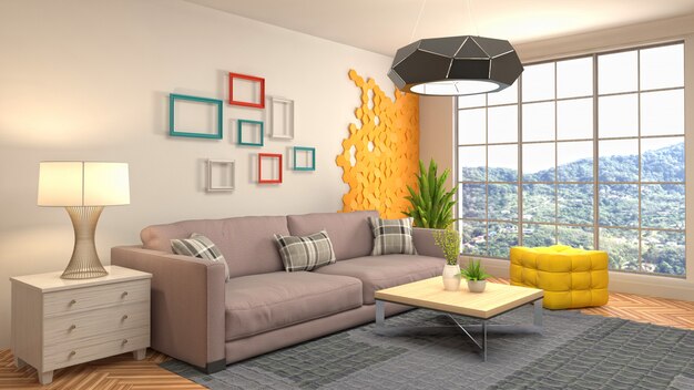 Illustration of the living room interior