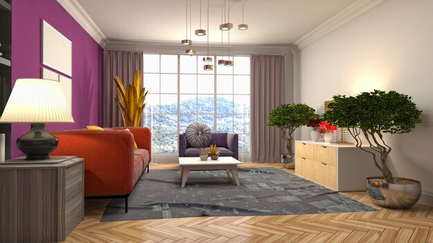 Illustration of the living room interior