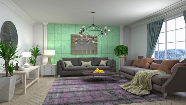 Illustration of the living room interior