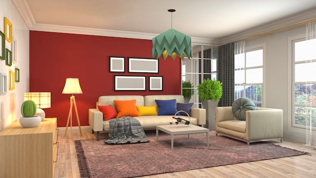 Illustration of the living room interior