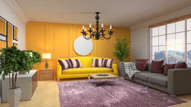 Illustration of the living room interior