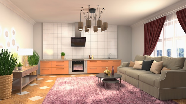 Illustration of the living room interior