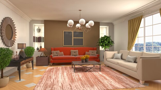 Illustration of the living room interior