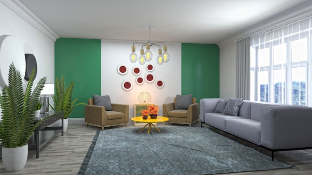 Illustration of the living room interior