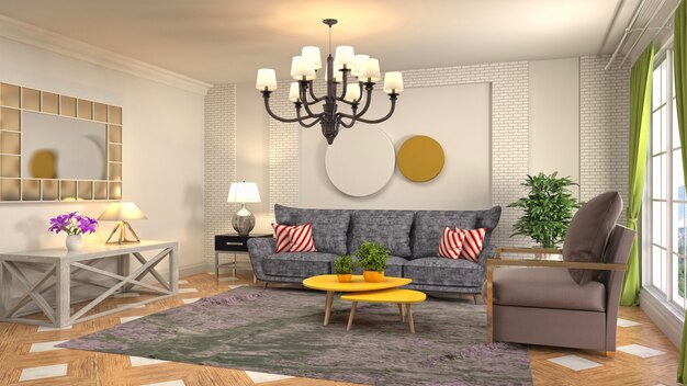 Illustration of the living room interior