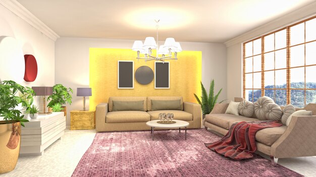 Illustration of the living room interior