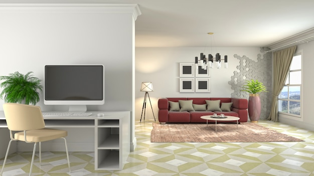 Illustration of the living room interior