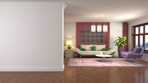 Illustration of the living room interior