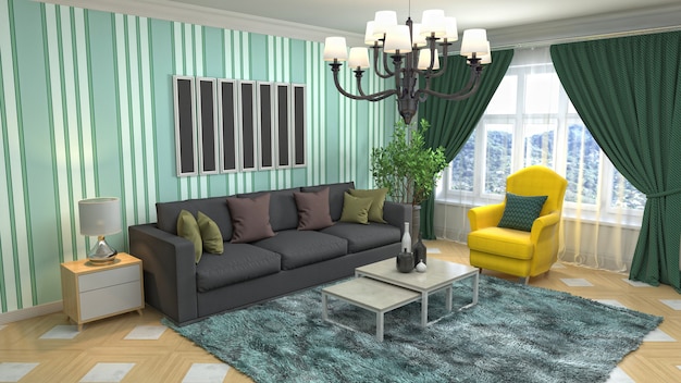 Illustration of the living room interior