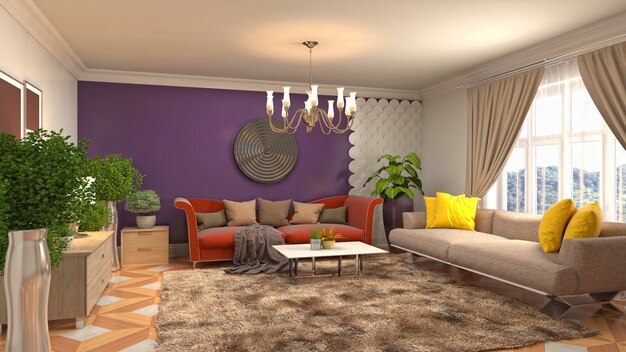 Illustration of the living room interior