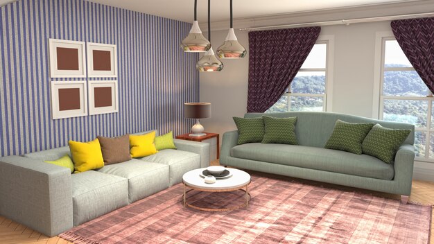 Illustration of the living room interior