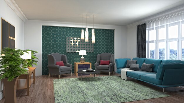 Illustration of the living room interior