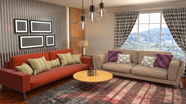 Illustration of the living room interior