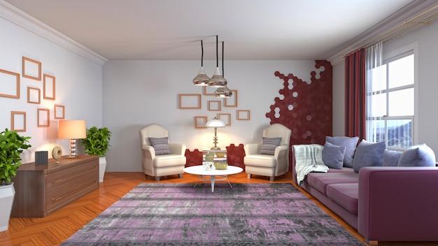 Illustration of the living room interior