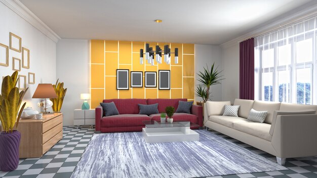 Illustration of the living room interior