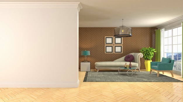 Illustration of the living room interior