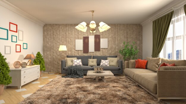 Illustration of the living room interior