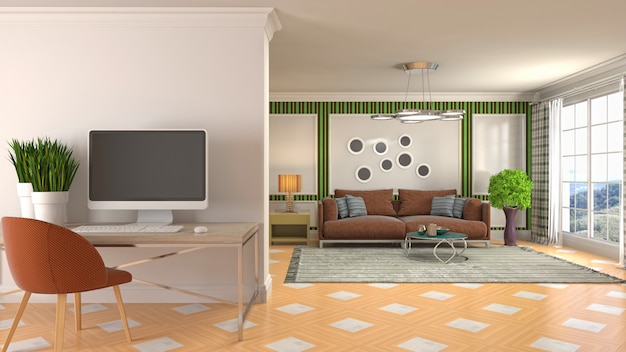 Illustration of the living room interior