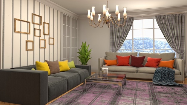 Illustration of the living room interior