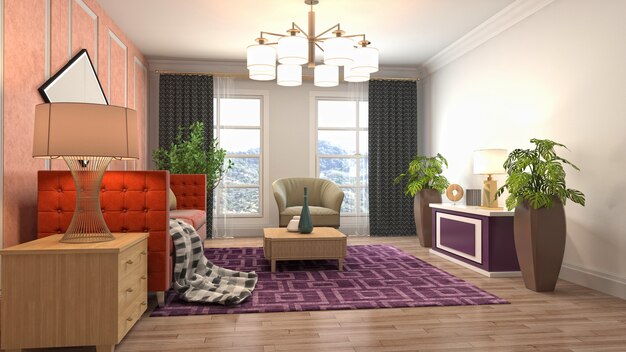 Illustration of the living room interior