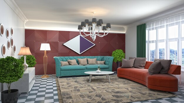 Illustration of the living room interior