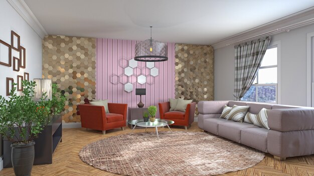 Illustration of the living room interior