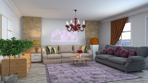 Illustration of the living room interior