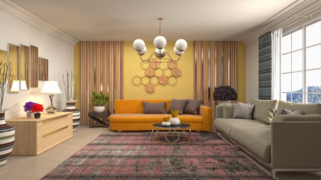 Illustration of the living room interior