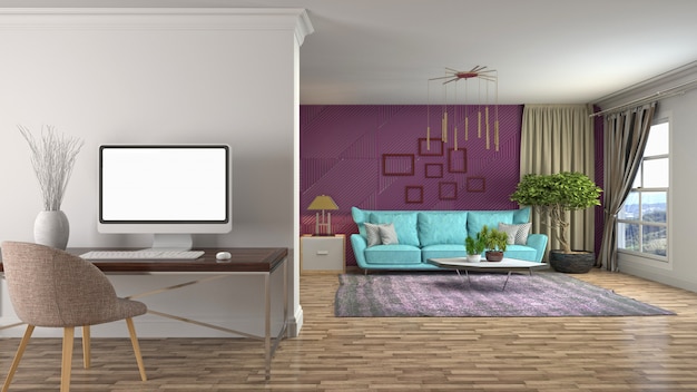 Illustration of the living room interior