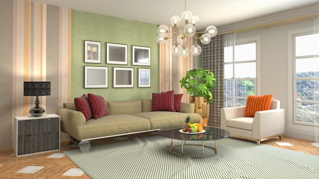 Illustration of the living room interior