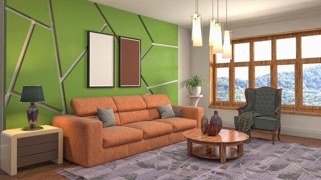 Illustration of the living room interior