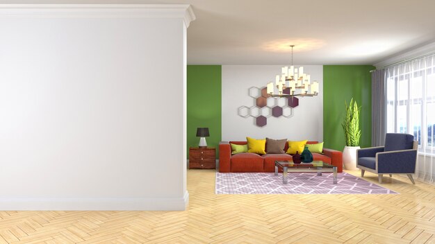 Illustration of the living room interior