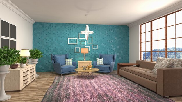 Illustration of the living room interior